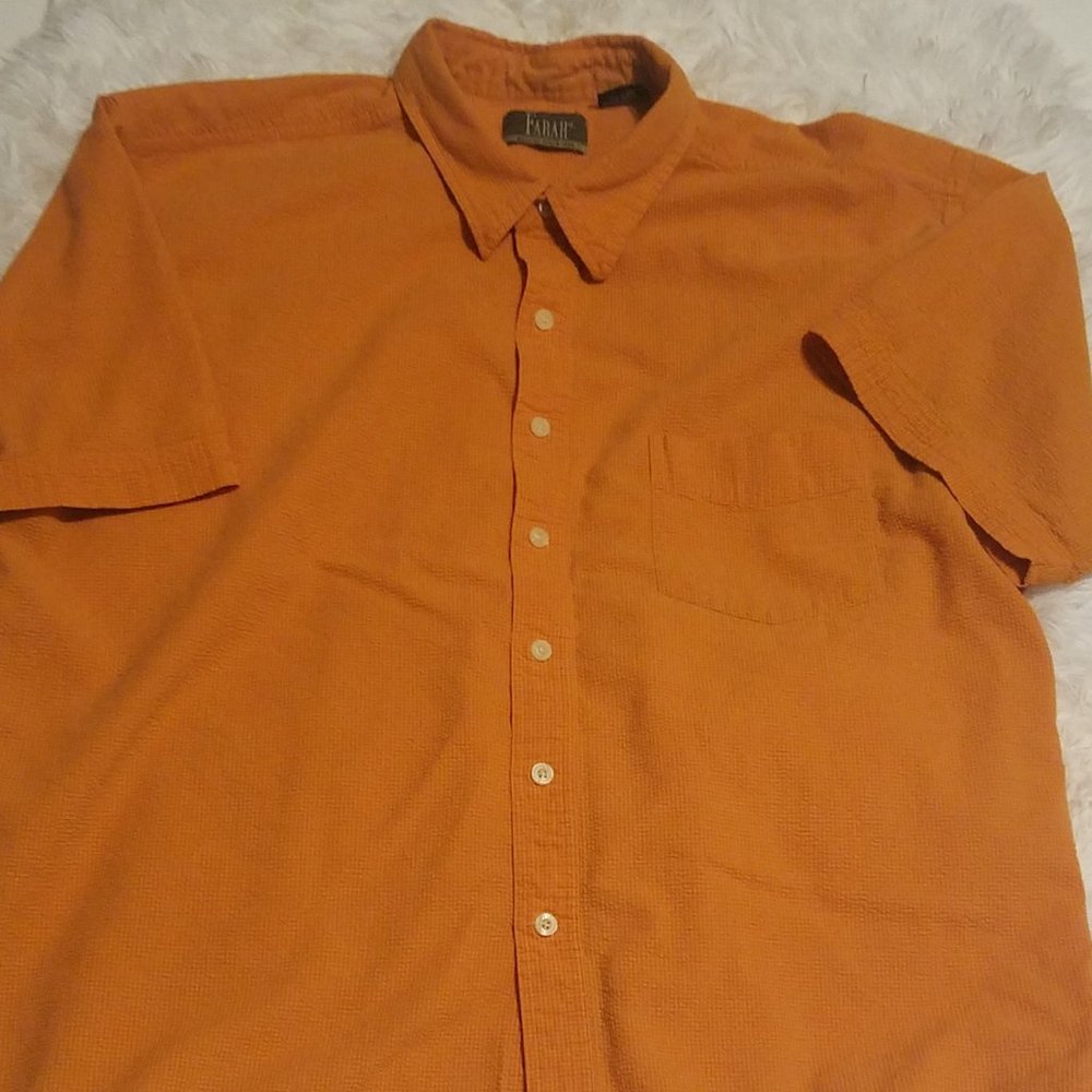 Men's Big and Tall Orange Farrah Short Sleeve Shirt. Size 2XL.